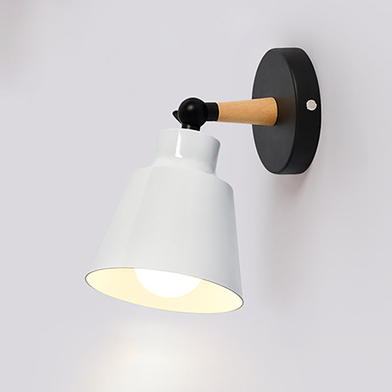 Cylindrical Aluminum Wood 1-Light Wall Sconce Lamp