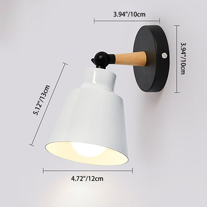 Cylindrical Aluminum Wood 1-Light Wall Sconce Lamp