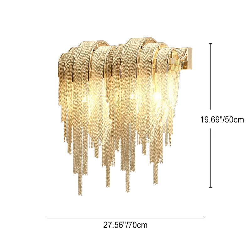 Iron Aluminum Tassel Chain 2/4 Light Wall Sconce Lamp