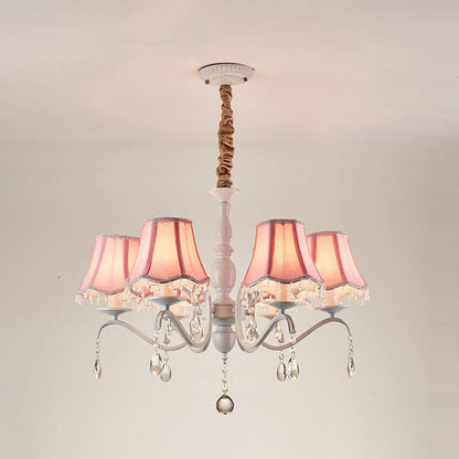 Modern Creative Cone Iron Crystal Fabric 5/6/8 Light Chandelier