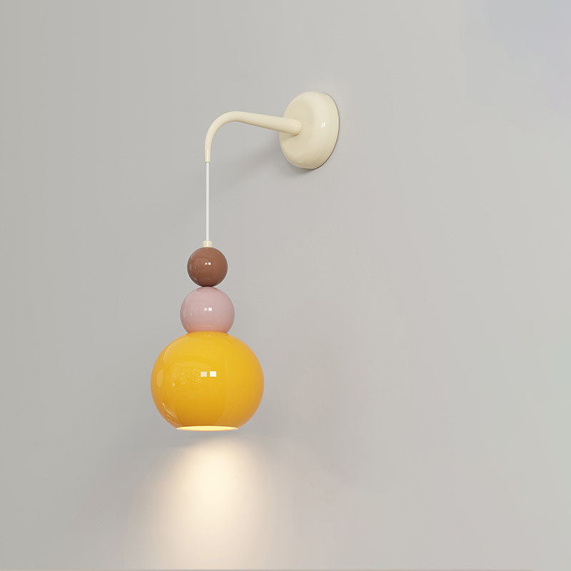 Round Gourd Petal Hardware Glass 1-Light Wall Sconce Lamp