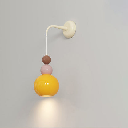 Round Gourd Petal Hardware Glass 1-Light Wall Sconce Lamp