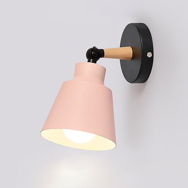 Cylindrical Aluminum Wood 1-Light Wall Sconce Lamp