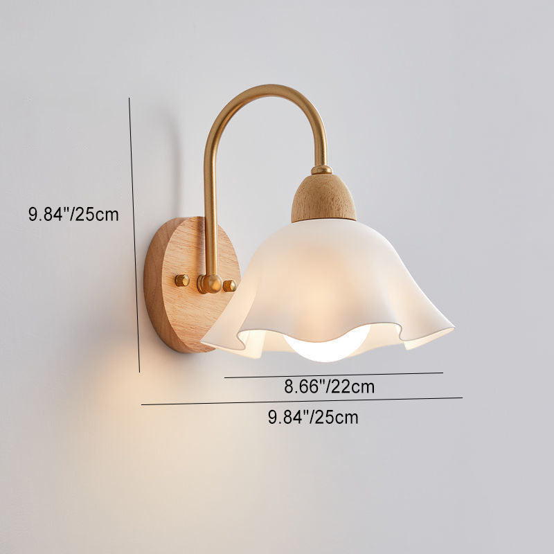 Japanese Flower Pleated 1-Light Wall Sconce Lamp