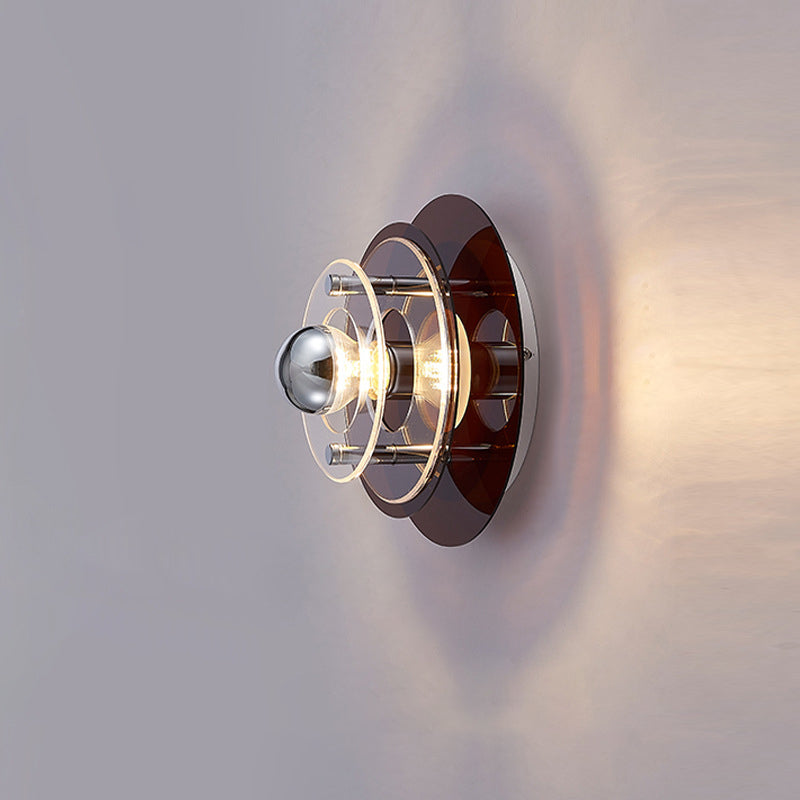 Multi-Layer Saucer Iron Acrylic 1-Light Wall Sconce Lamp