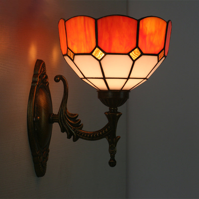 Tiffany Half Circle Alloy Iron 1-Light Wall Sconce Lamp
