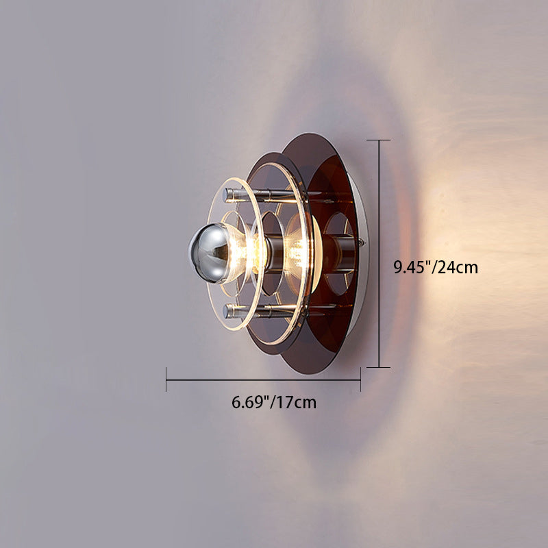 Multi-Layer Saucer Iron Acrylic 1-Light Wall Sconce Lamp