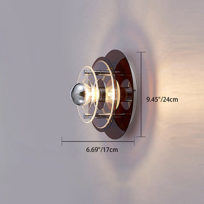 Multi-Layer Saucer Iron Acrylic 1-Light Wall Sconce Lamp