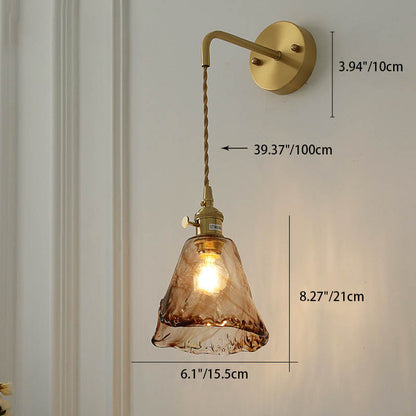 Modern Eclectic Amber Glass Geometric Jar 1-Light Wall Sconce Lamp For Living Room