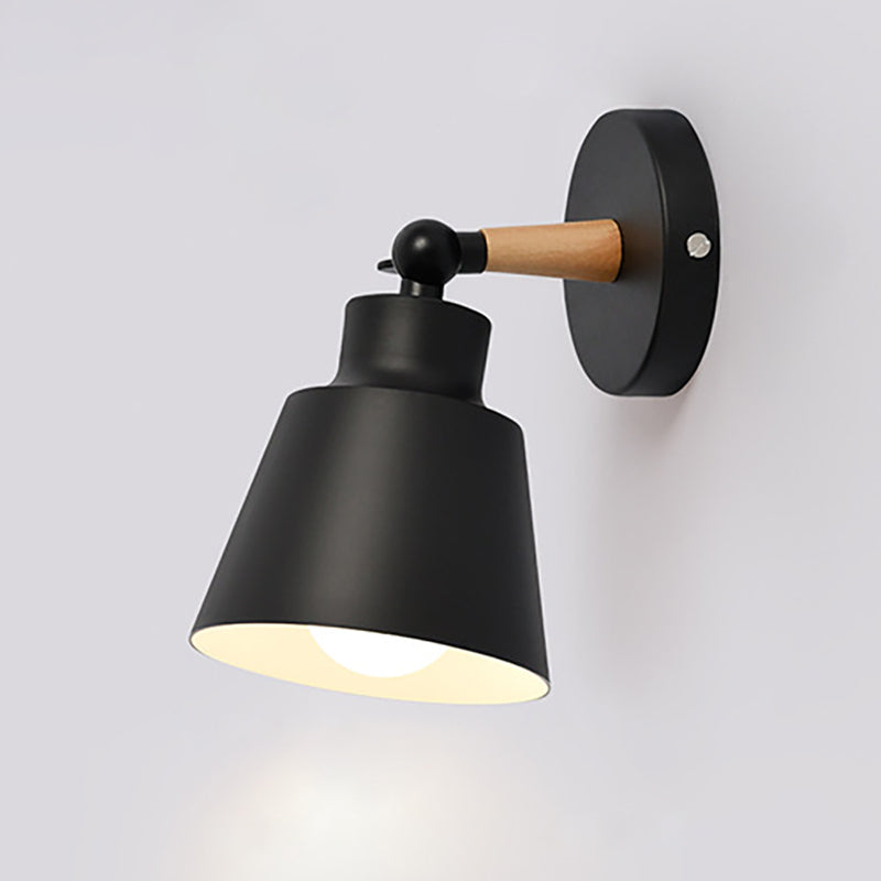 Cylindrical Aluminum Wood 1-Light Wall Sconce Lamp