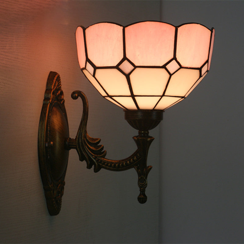 Tiffany Half Circle Alloy Iron 1-Light Wall Sconce Lamp
