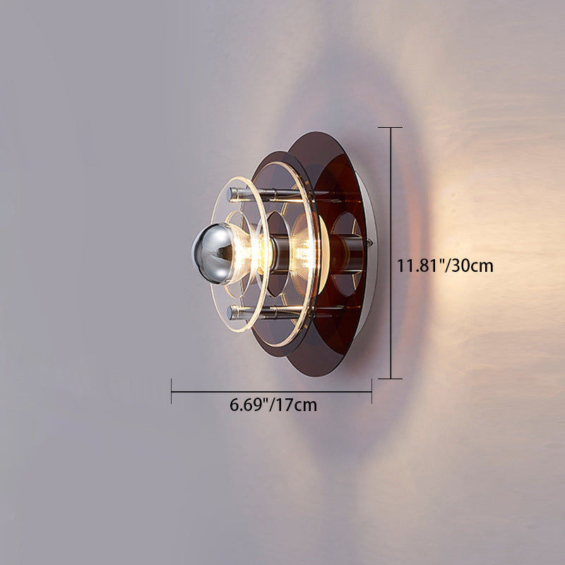 Multi-Layer Saucer Iron Acrylic 1-Light Wall Sconce Lamp
