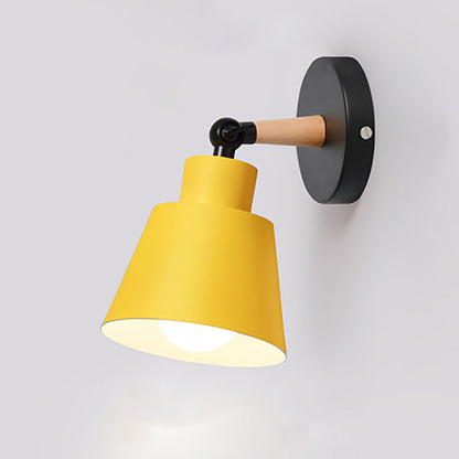 Cylindrical Aluminum Wood 1-Light Wall Sconce Lamp