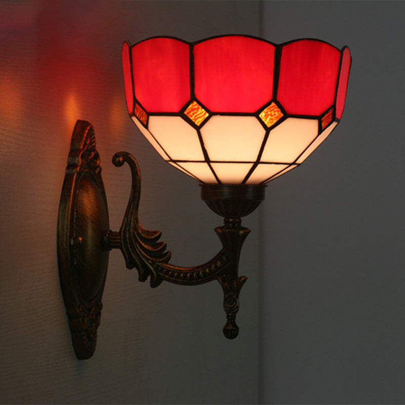 Tiffany Half Circle Alloy Iron 1-Light Wall Sconce Lamp