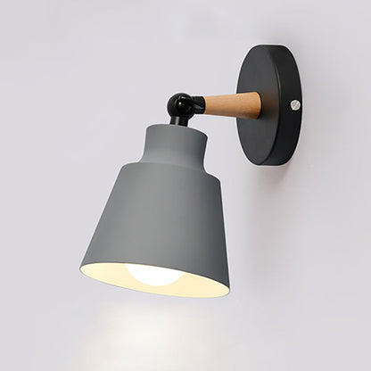 Cylindrical Aluminum Wood 1-Light Wall Sconce Lamp