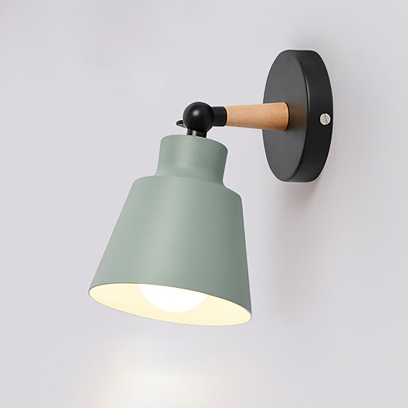 Cylindrical Aluminum Wood 1-Light Wall Sconce Lamp