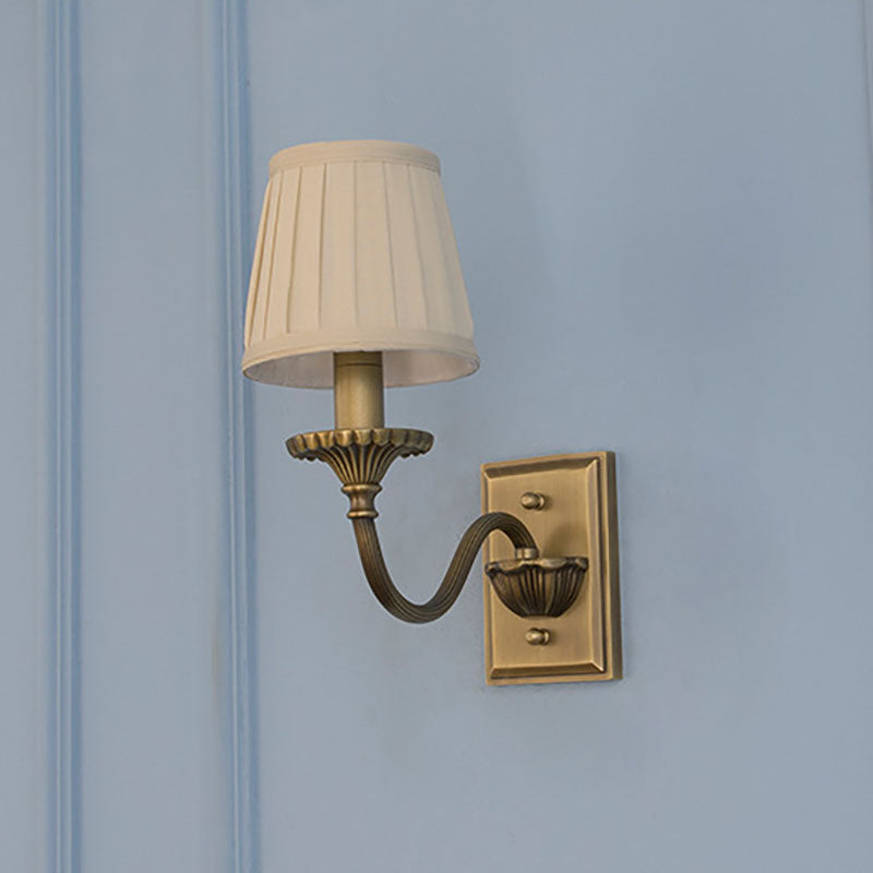 Cylinder Rod Fabric Copper 1/2 Light Wall Sconce Lamp
