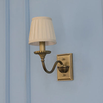 Cylinder Rod Fabric Copper 1/2 Light Wall Sconce Lamp