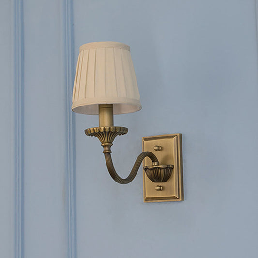 Cylinder Rod Fabric Copper 1/2 Light Wall Sconce Lamp