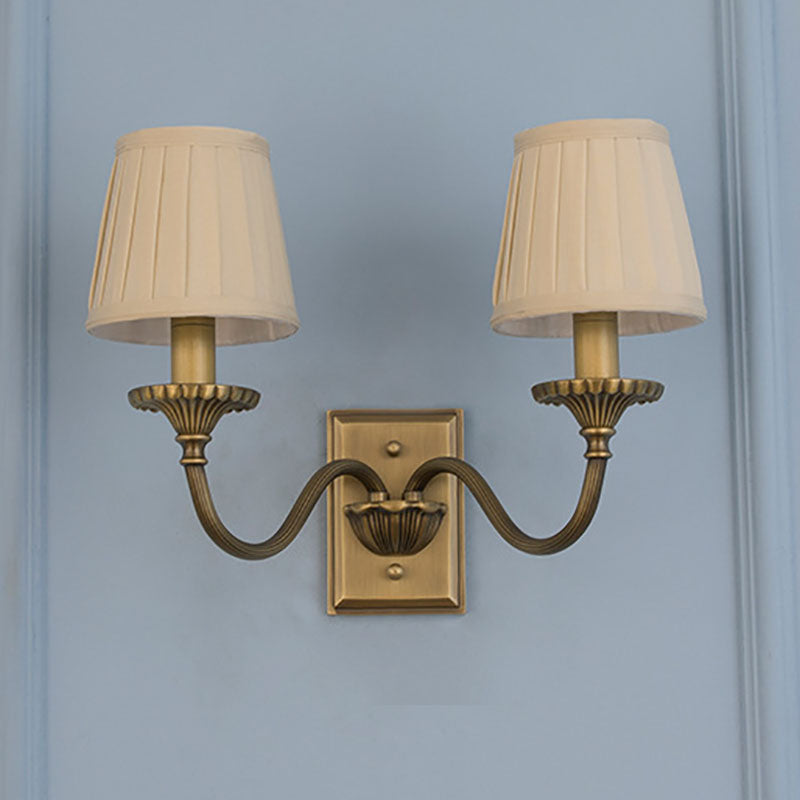 Cylinder Rod Fabric Copper 1/2 Light Wall Sconce Lamp