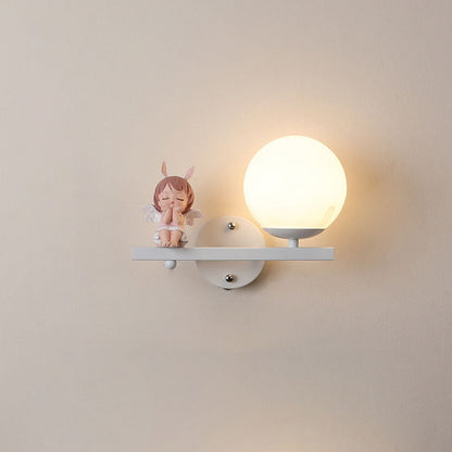 Kids Unicorn Orb Resin Iron Glass 1-Light Wall Sconce Lamp
