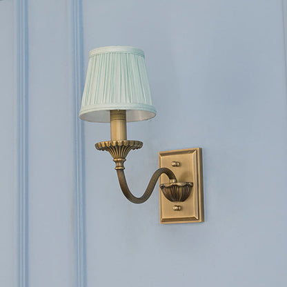 Cylinder Rod Fabric Copper 1/2 Light Wall Sconce Lamp