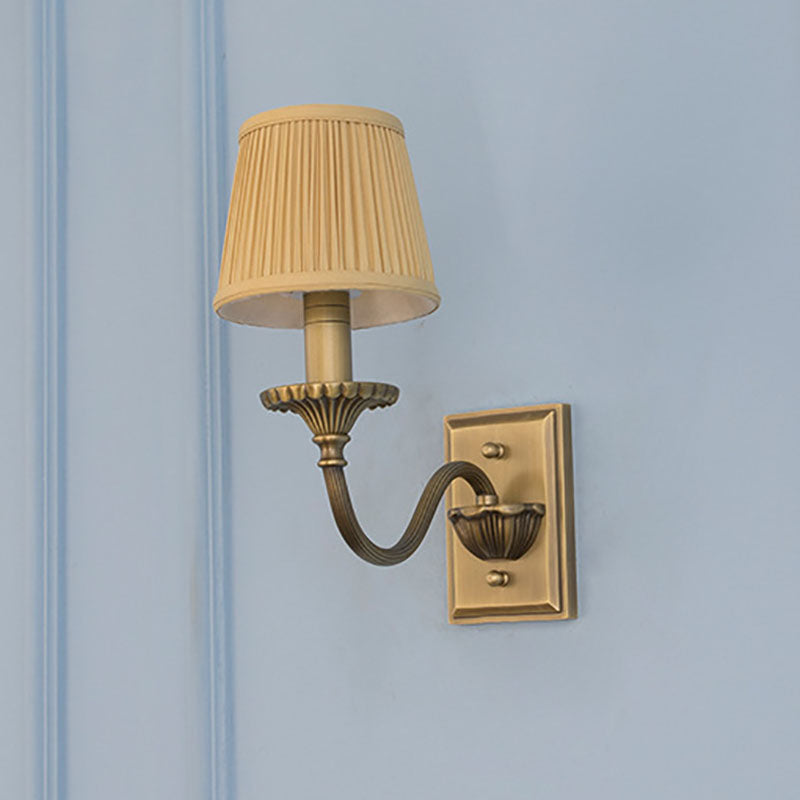 Cylinder Rod Fabric Copper 1/2 Light Wall Sconce Lamp