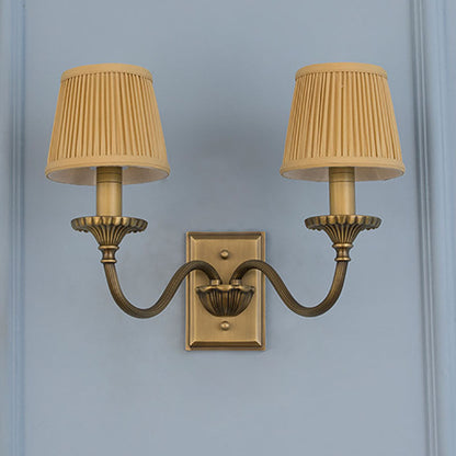 Cylinder Rod Fabric Copper 1/2 Light Wall Sconce Lamp