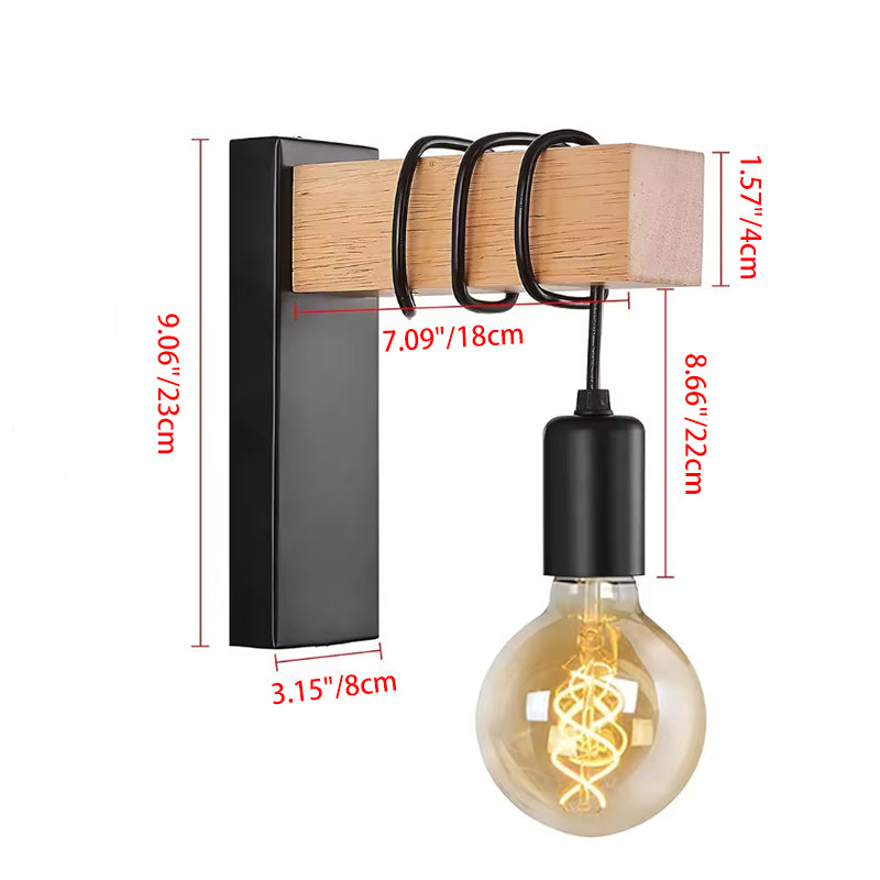 Plastic Wooden Lampshade 1-Light Wall Sconce Lamp