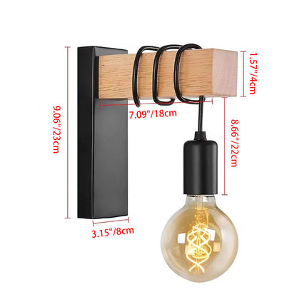 Plastic Wooden Lampshade 1-Light Wall Sconce Lamp