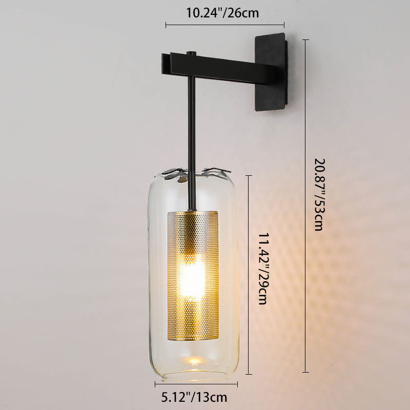 Minimalist Cylinder Clear Glass 1-Light Wall Sconce Lamp