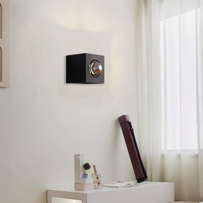 Modern Minimalist Square Round Iron 1-Light Wall Scone Lamp