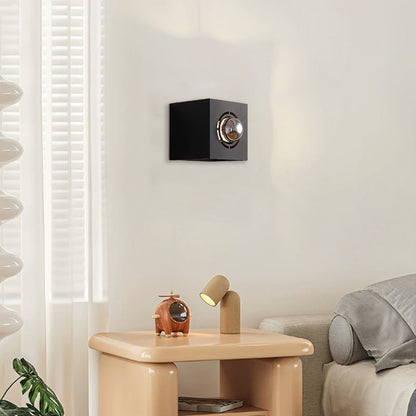 Modern Minimalist Square Round Iron 1-Light Wall Scone Lamp