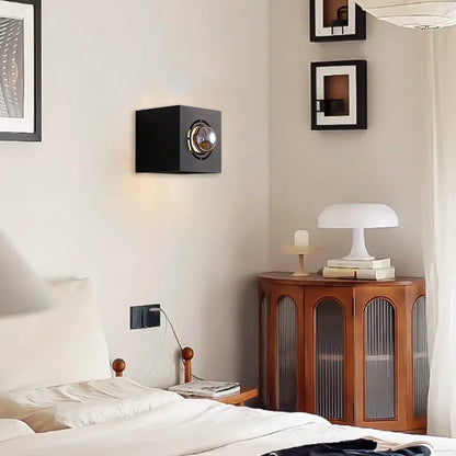 Modern Minimalist Square Round Iron 1-Light Wall Scone Lamp