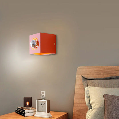 Modern Minimalist Square Round Iron 1-Light Wall Scone Lamp