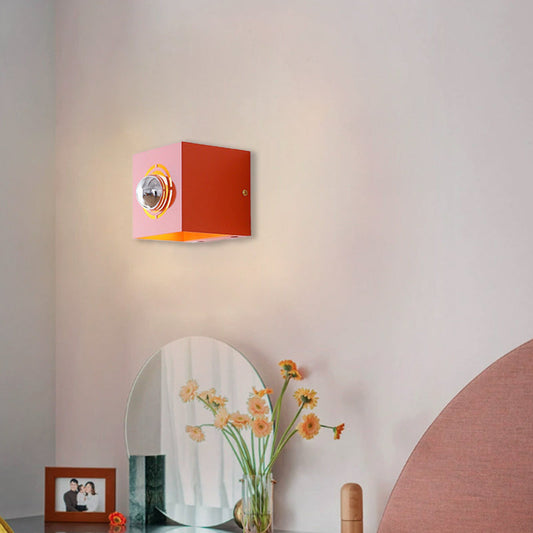 Modern Minimalist Square Round Iron 1-Light Wall Scone Lamp