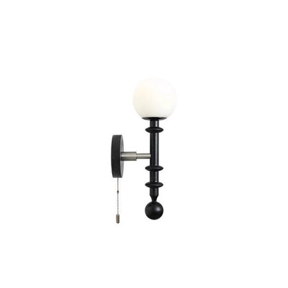 French Glass Ash Wood Hardware 1-Light Wall Sconce Lamp