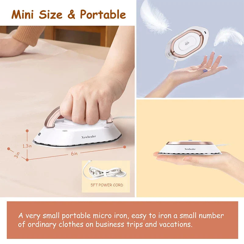 Compact Travel Iron with Foldable Handle