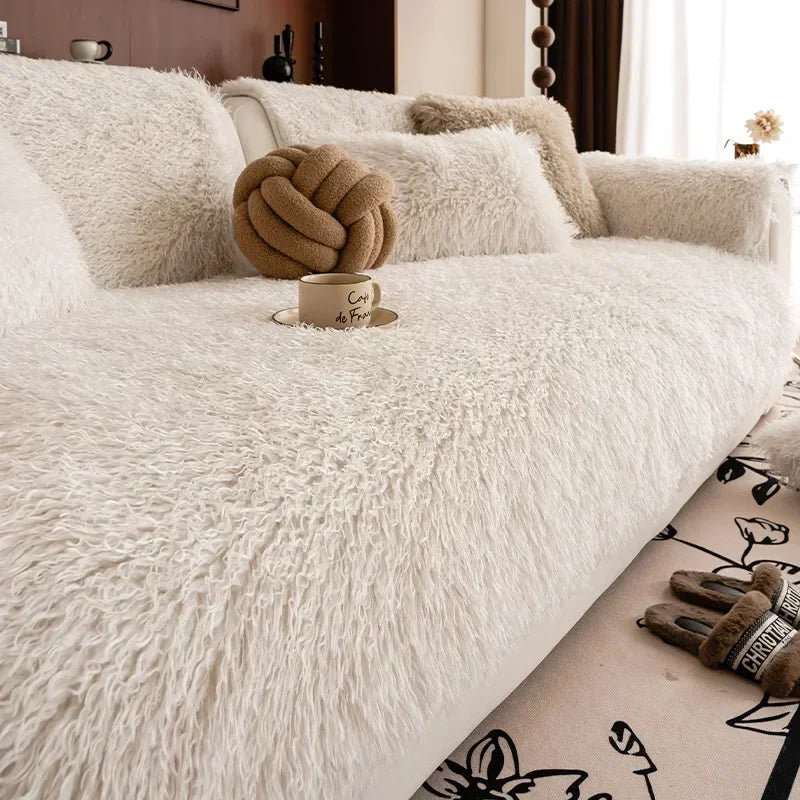 Stretch Faux Lambswool Sofa Cover