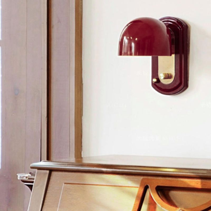 Mid-Century Dome Metal Glass 1-Light Wall Sconce Lamp