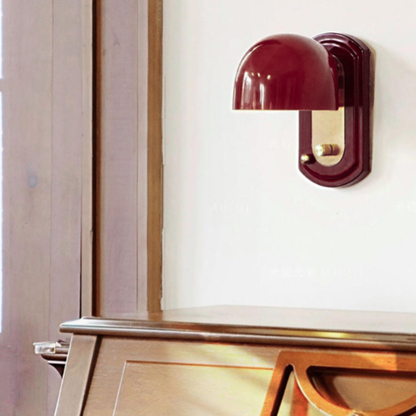 Mid-Century Dome Metal Glass 1-Light Wall Sconce Lamp
