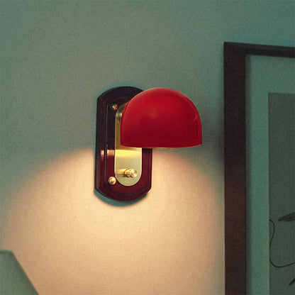 Mid-Century Dome Metal Glass 1-Light Wall Sconce Lamp
