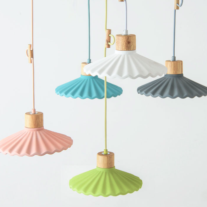 Modern Macaron Cement Scalloped Shade 1-Light Pendant Light for Living Room