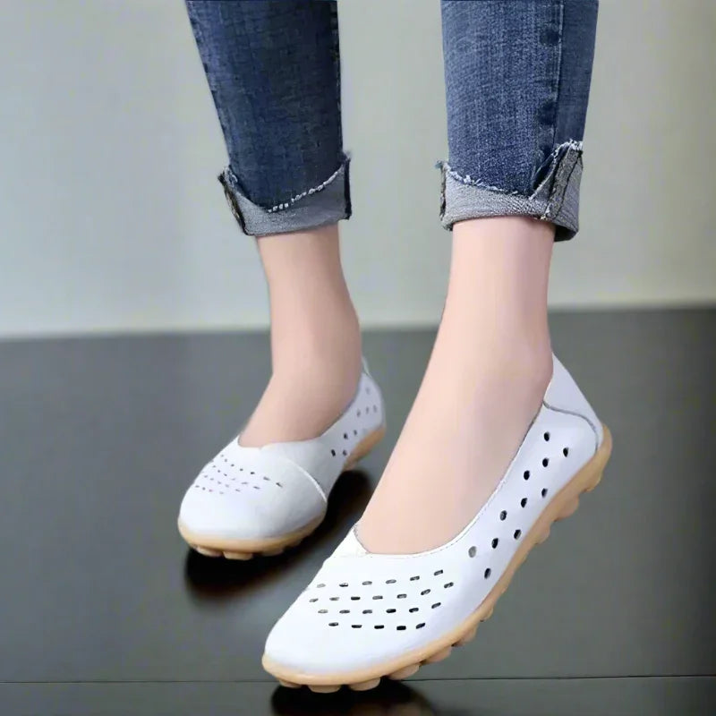 Wide Fit Leather Slip-On Flats, Arch Support