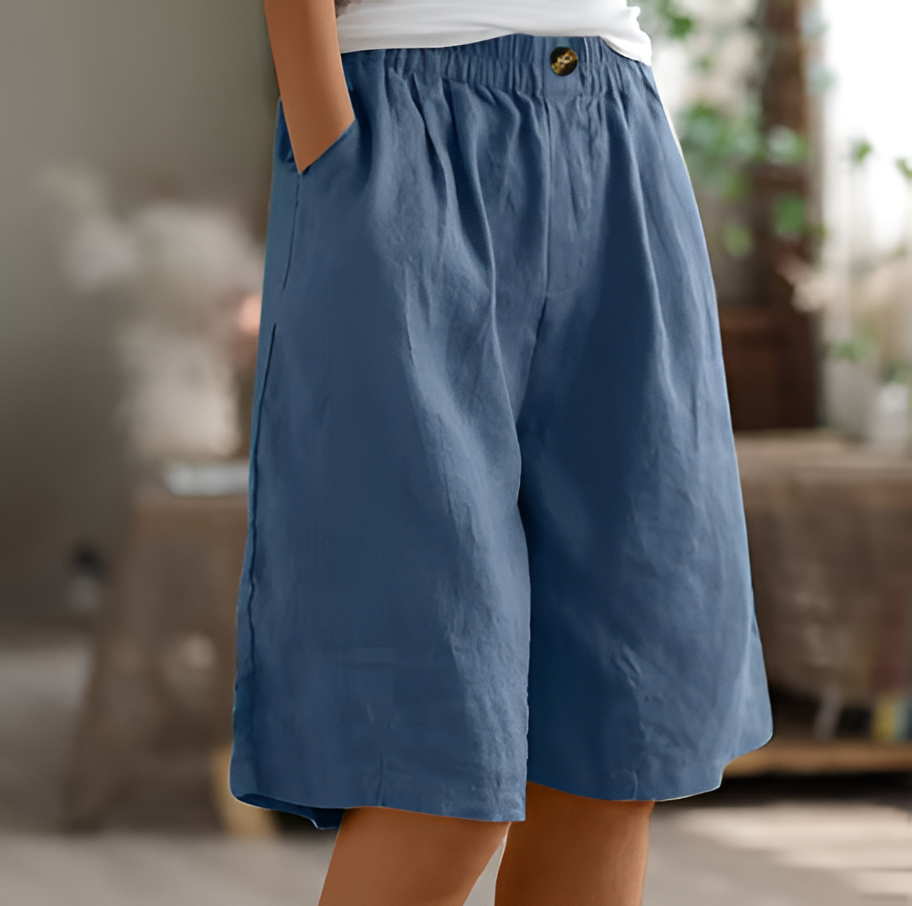 Relaxed Mid-Thigh Shorts with Elastic Waist