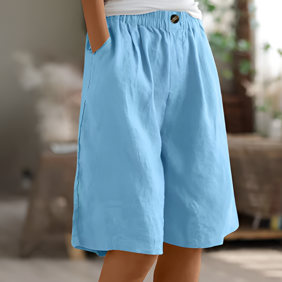 Relaxed Mid-Thigh Shorts with Elastic Waist