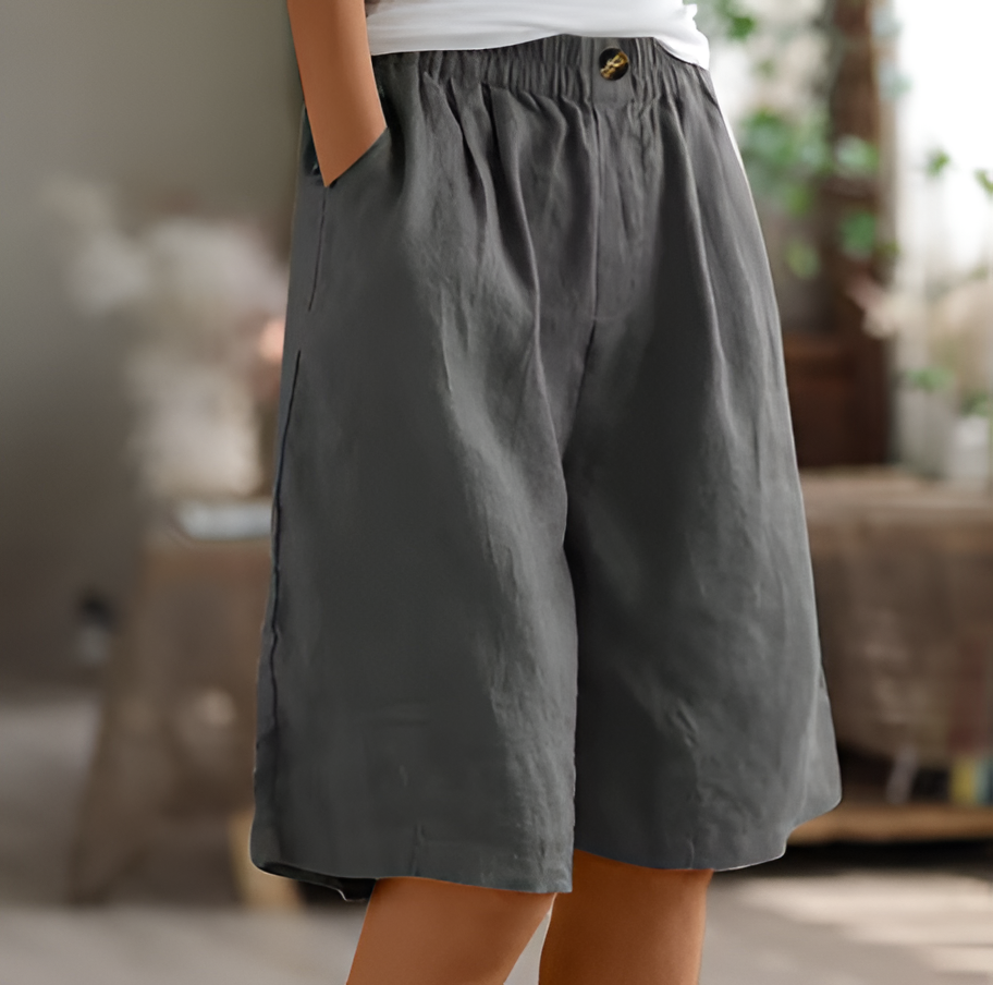 Relaxed Mid-Thigh Shorts with Elastic Waist