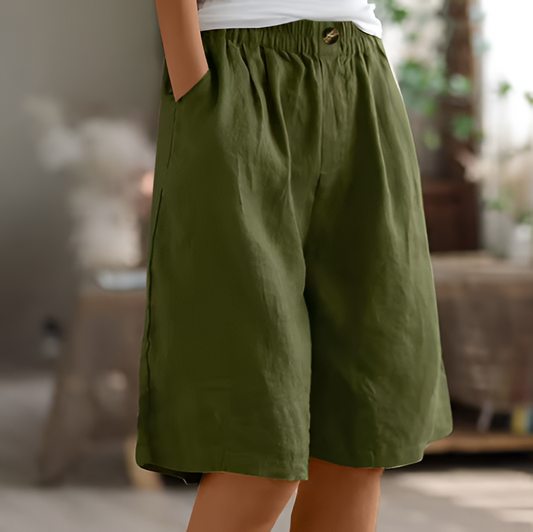 Relaxed Mid-Thigh Shorts with Elastic Waist