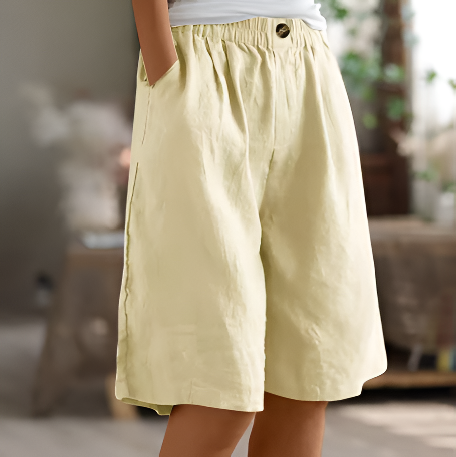 Relaxed Mid-Thigh Shorts with Elastic Waist