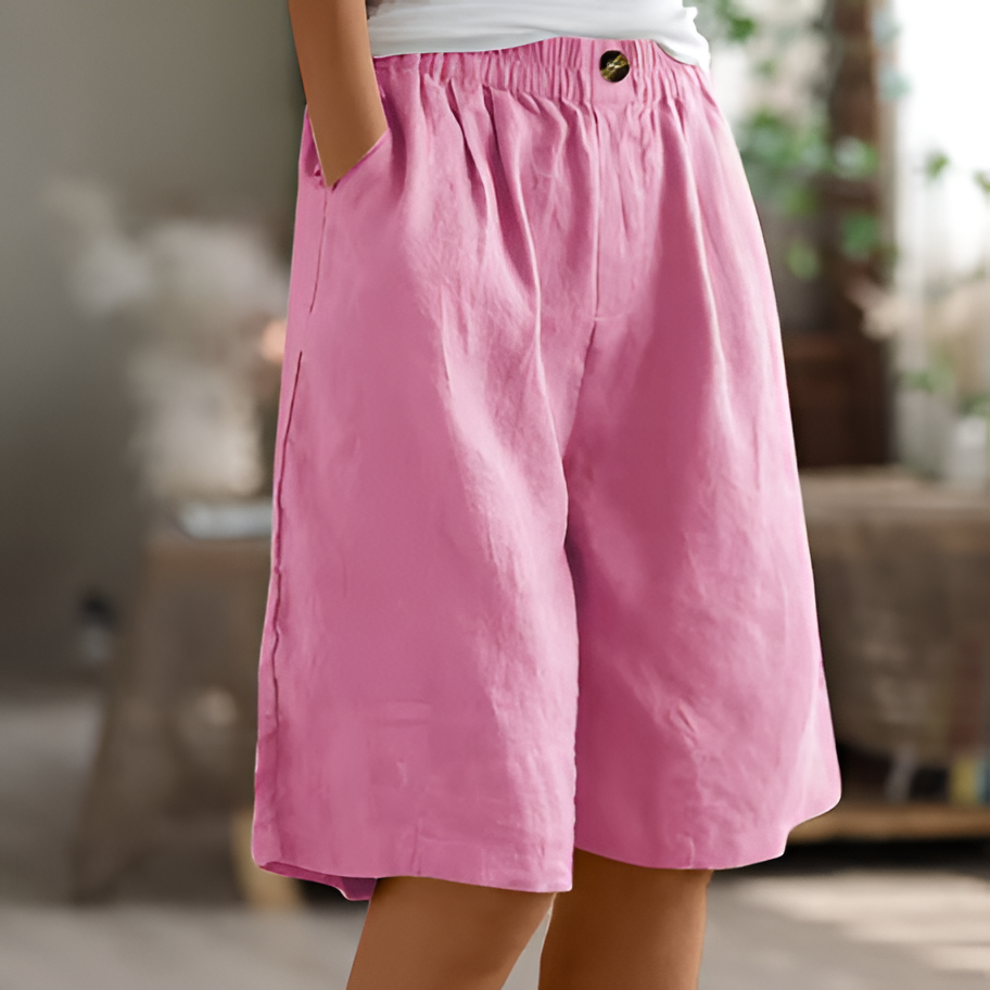 Relaxed Mid-Thigh Shorts with Elastic Waist